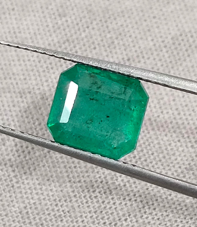 2.11ct Zambian Emerald, Medium Light Green Octagon Cut Loose Gemstone