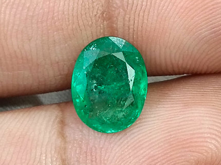 3.05ct Emerald Natural Zambia Medium Deep Green Oval Cut Loose Gemstone