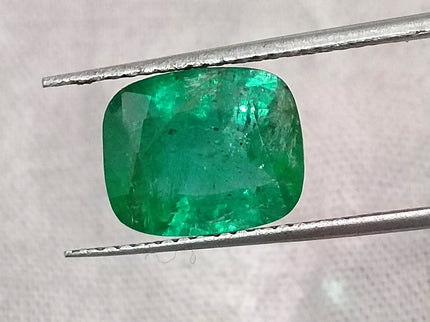 Zambian Emerald 2.62ct Certified Natural Deep Vibrant Green Cushion Cut Loose Gemstone