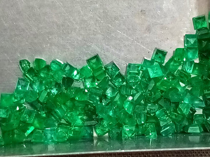 Natural Emerald Lot Calibrated 6.55ct Princess Cut Medium Deep Vivid Green Stones