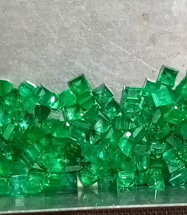 Natural Emerald Lot Calibrated 6.55ct Princess Cut Medium Deep Vivid Green Stones