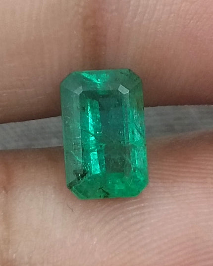 GSI Certified 1.84ct Deep Green Natural Zambian Emerald Minor Oiled Loose Gemstone