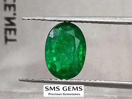 Emerald Natural 1.41ct Certified Deep Vivid Green Oval Cut Loose Gemstone