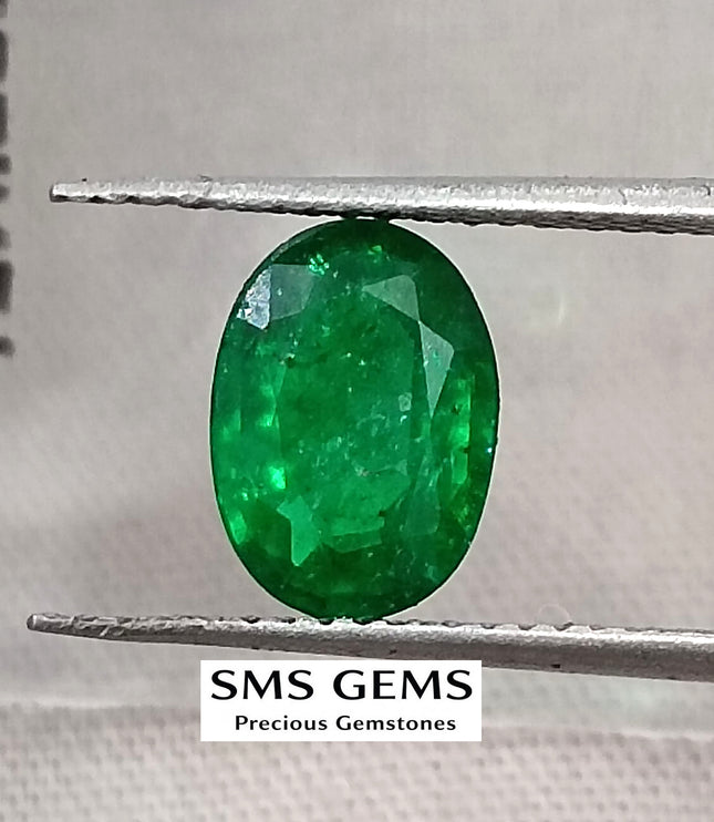 Emerald Natural 1.41ct Certified Deep Vivid Green Oval Cut Loose Gemstone