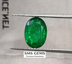 Emerald Natural 1.41ct Certified Deep Vivid Green Oval Cut Loose Gemstone