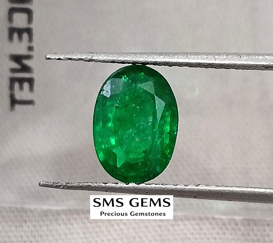 Emerald Natural 1.41ct Certified Deep Vivid Green Oval Cut Loose Gemstone