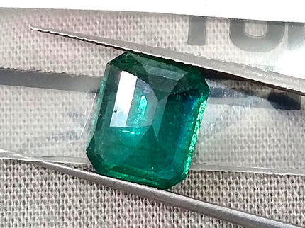 Zambian Emerald 3.38ct Natural Certified Medium Deep Green Octagon Cut Gemstone
