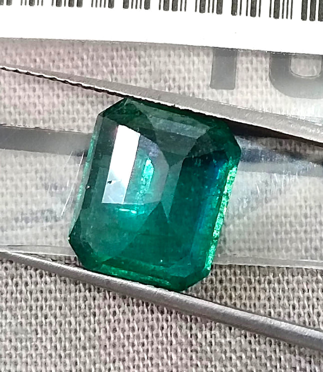 Zambian Emerald 3.38ct Natural Certified Medium Deep Green Octagon Cut Gemstone