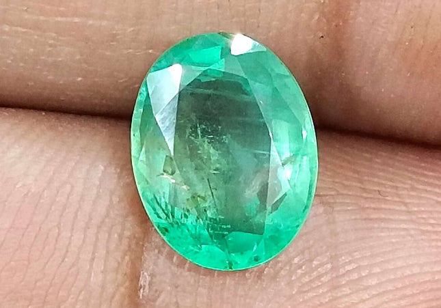 GSI Certified 2.60ct Sea Green Oval Cut Natural Panjshir Emerald Minor Oiled Loose Gemstone