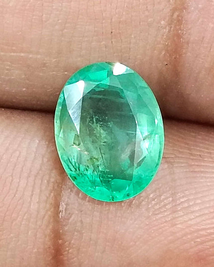 GSI Certified 2.60ct Sea Green Oval Cut Natural Panjshir Emerald Minor Oiled Loose Gemstone