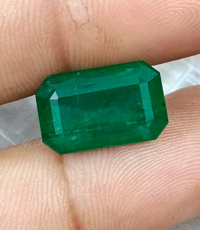 Zambian Emerald 10.36ct Natural Deep Velvet Green Octagon Cut Gemstone