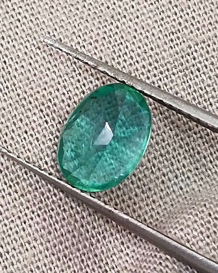 GSI Certified 1.44ct Medium Shamrock Green Natural Zambian Emerald Minor Oiled Loose Gemstone
