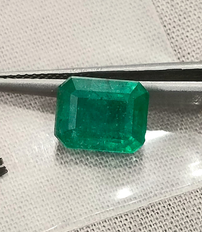 Zambian Emerald 3.05ct Natural Medium Deep Green Certified Octagon Cut Gemstone