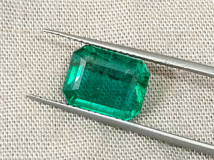 Zambian Emerald 3.52ct Certified Natural Bright Metal Green Octagon Cut Gemstone