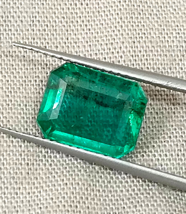 Zambian Emerald 3.52ct Certified Natural Bright Metal Green Octagon Cut Gemstone