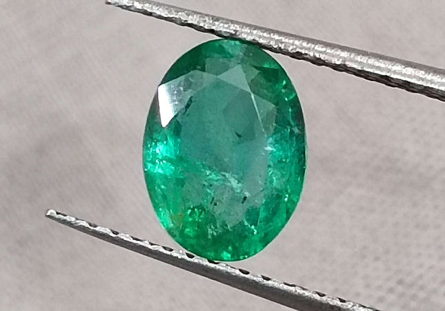 GSI Certified 1.02ct Vivid Green Zambian Emerald Minor Oiled Loose Gemstone