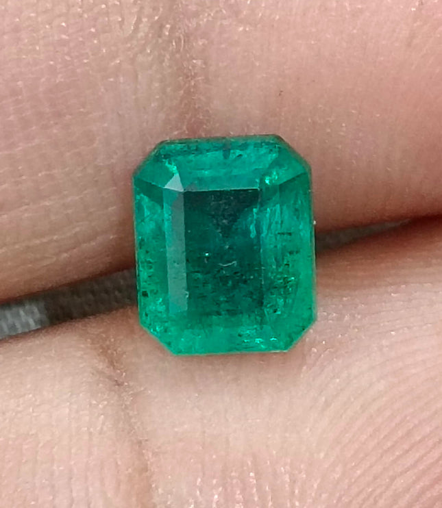 Zambian Emerald 1.80ct Certified Natural Medium Deep Green Octagon Cut Gemstone