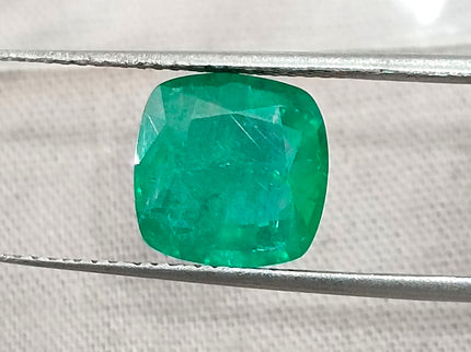 2.79ct Emerald Natural Spring Green GSI Certified Cushion Cut Loose Gemstone