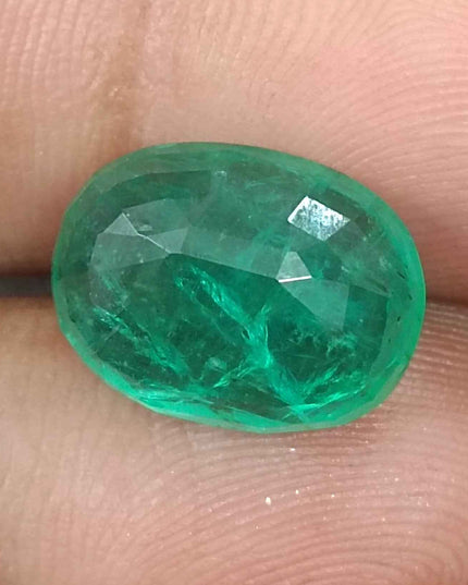 Big 7.48ct Panjshir Emerald, Medium Spring Green Oval Cut Natural Minor Oiled Loose Gemstone
