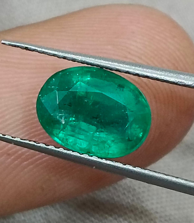 Zambian Emerald 2.31ct Certified Natural Medium Deep Green Oval Cut Loose Gemstone