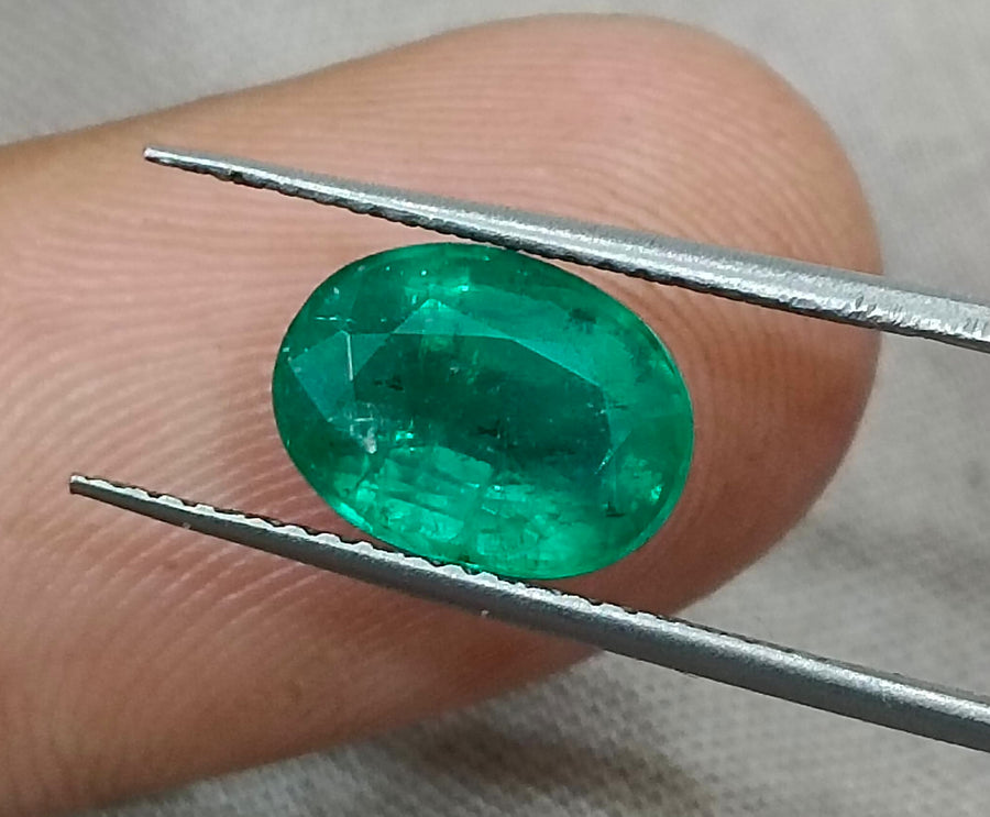 Zambian Emerald 2.31ct Certified Natural Medium Deep Green Oval Cut Loose Gemstone