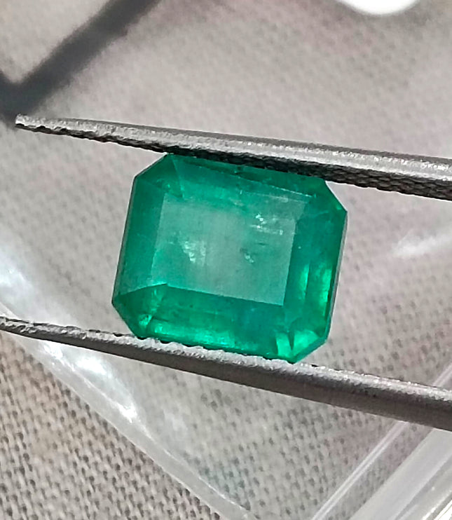 2.15ct Zambian Emerald, Certified Natural Medium Green Octagon Cut Gemstone