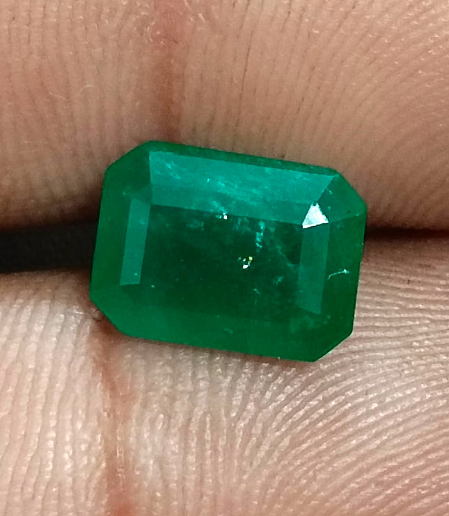 Zambian Emerald 3.29ct Deep Green Octagon Cut Gemstone