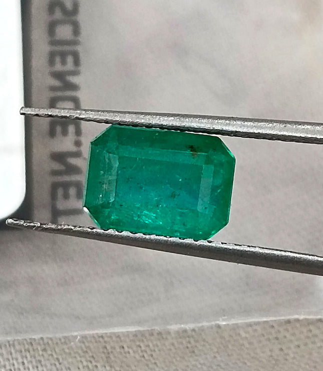 Zambian Emerald 1.70ct Certified Natural Deep Green Octagon Cut Gemstone