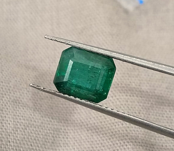 2.22ct Zambian Emerald, Dark Green Octagon Cut Certified Natural Loose Gemstone