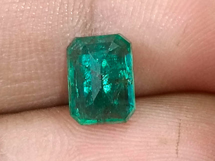 1.98ct Zambian Emerald, Vivid Deep Green Octagon Cut Certified Gemstone