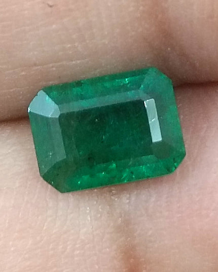 GSI Certified 1.51ct Deep Golden Green Natural Zambian Emerald Minor Oiled Loose Gemstone