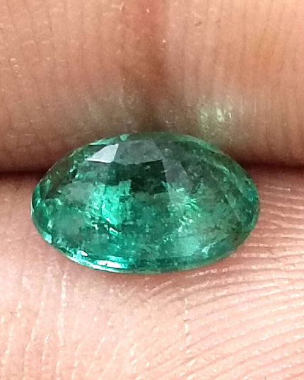GSI Certified 1.34ct Deep Green Zambian Emerald Minor Oiled Loose Gemstone