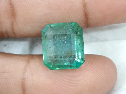 10.10ct Natural Emerald AGRL Certified Pastel Green Octagon Cut Loose Gemstone