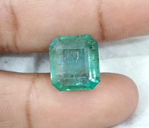 10.10ct Natural Emerald AGRL Certified Pastel Green Octagon Cut Loose Gemstone