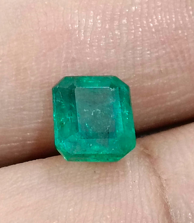 2.08ct Zambian Emerald, Certified Natural Medium Deep Green Octagon Cut Gemstone