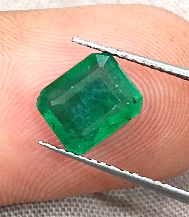 Zambian Emerald 1.60ct Natural Deep Glass Green Octagon Cut Loose Gemstone