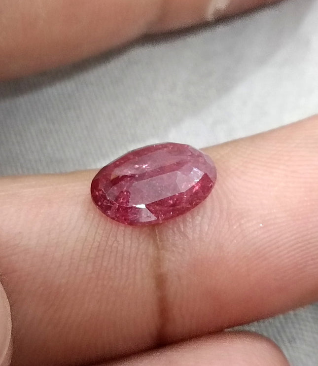 3.22ct Untreated Mozambique Ruby Natural SGL Certified Wine Red Oval Cut Gemstone