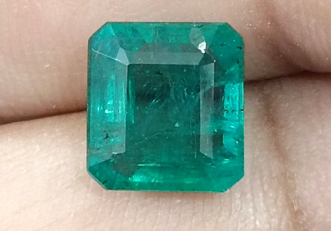 3.42ct Zambian Emerald, Certified Deep Green Natural Stone