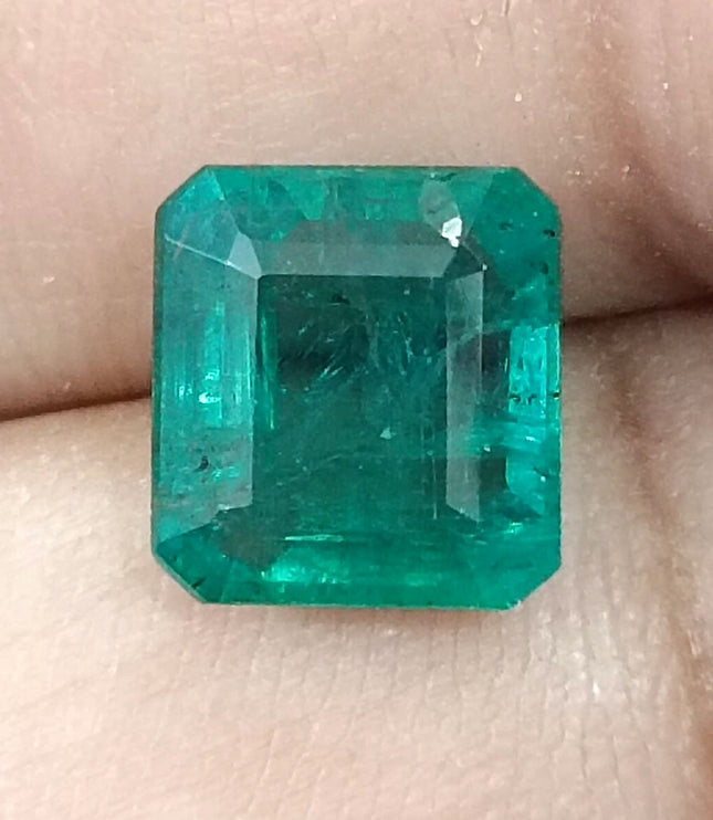 3.42ct Zambian Emerald, Certified Deep Green Natural Stone