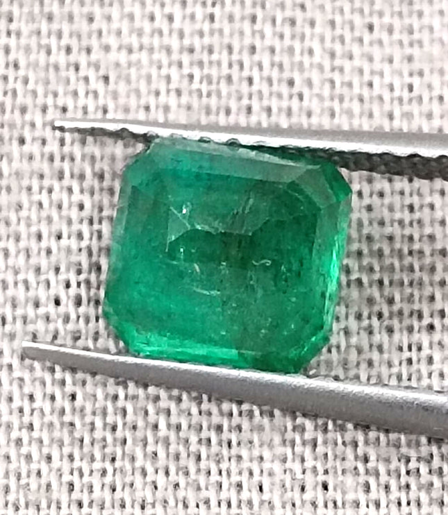 Zambian Emerald 1.61ct Natural Certified Medium Green Octagon Cut Loose Gemstone