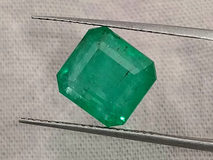 Zambian Emerald 3.53ct Bright Shamrock Green Natural Certified Octagon Cut Loose Stone