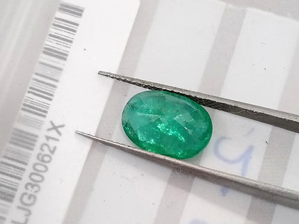 2.56ct Natural Emerald SGL Certified Rich Medium Spring Green Oval Cut Gemstone