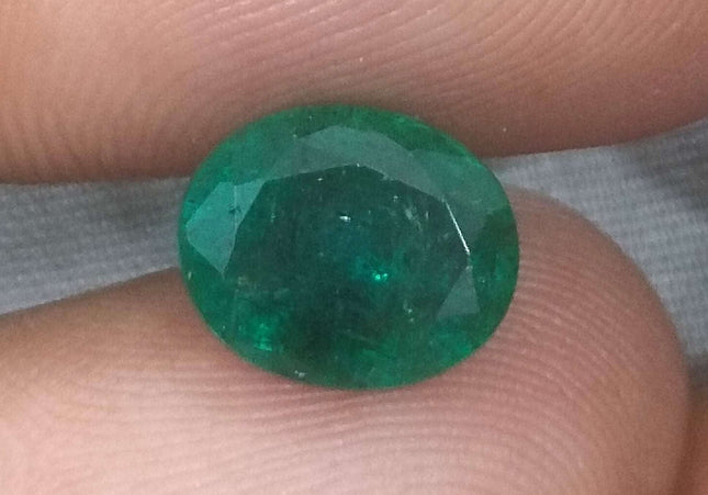 2.32ct GSI USA Certified Deep Green Zambian Emerald Minor Oiled Loose Gemstone