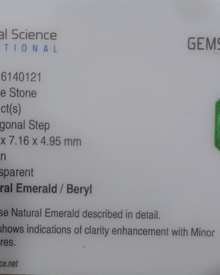 2.24ct GSI Certified Emerald Cut Zambian Emerald Minor Oiled Loose Gemstone