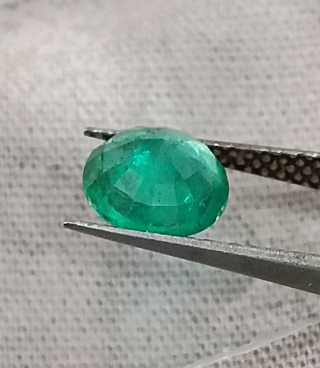 Zambian Emerald 1.00ct Certified Natural Medium Bright Shamrock Green Round Cut Gemstone