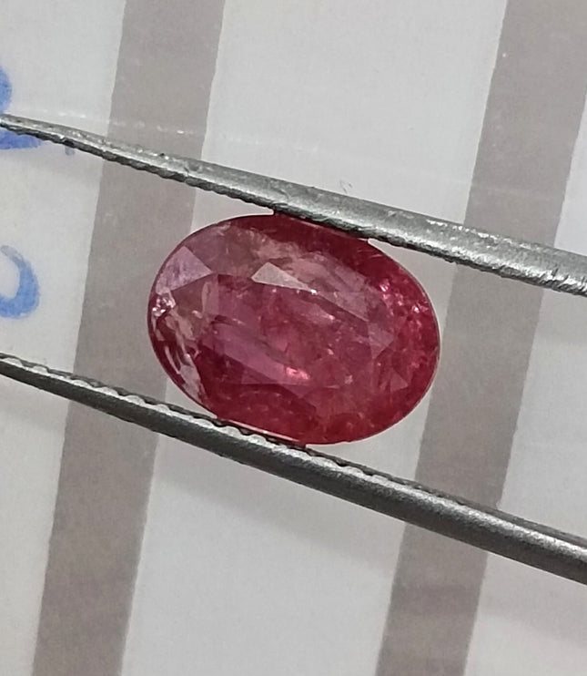 1.45ct Unheated Natural Ruby Mozambique Rasberry Red Oval Gemstone