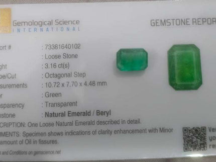 Certified 3.16ct Natural Panjshir Emerald