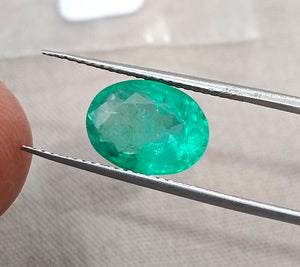 3.13ct Bright Sea Green Natural Emerald Zambia Minor Oiled Oval Cut SGL Certified Gemstone