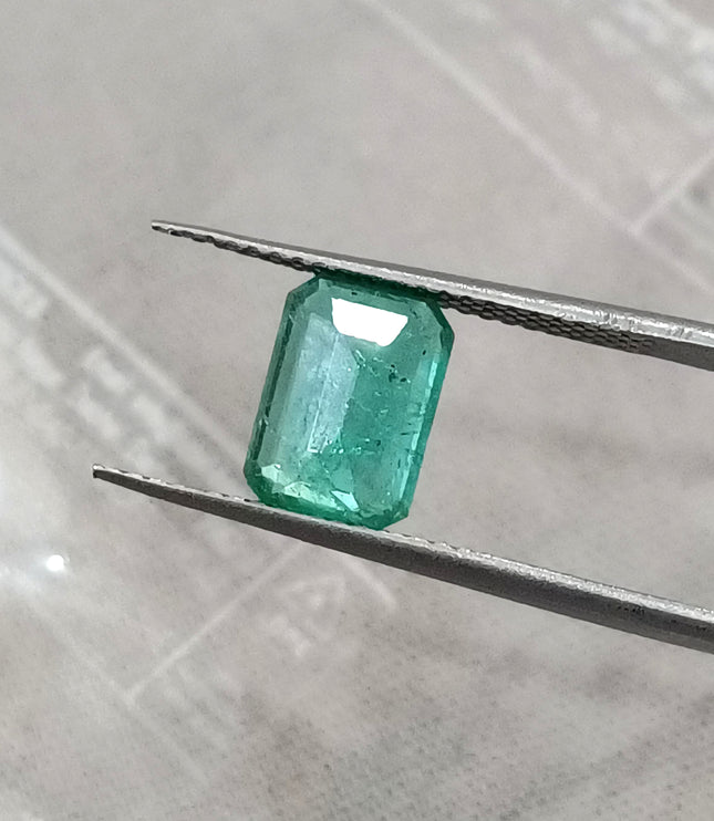 1.47ct Emerald Natural Pastel Green Octagon Cut Minor Oiled Loose Gemstone