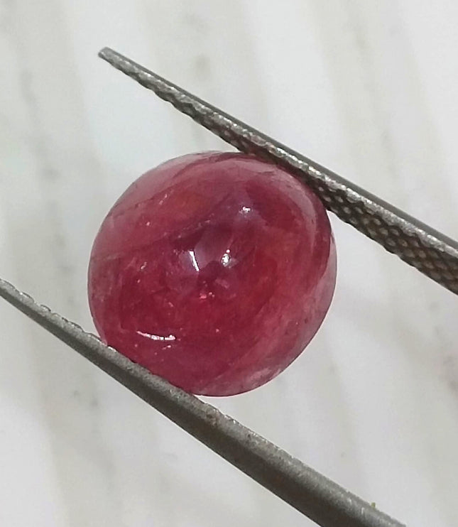 4.32ct Cabochon Cut Certified Natural Red African Ruby Unheated Gemstone
